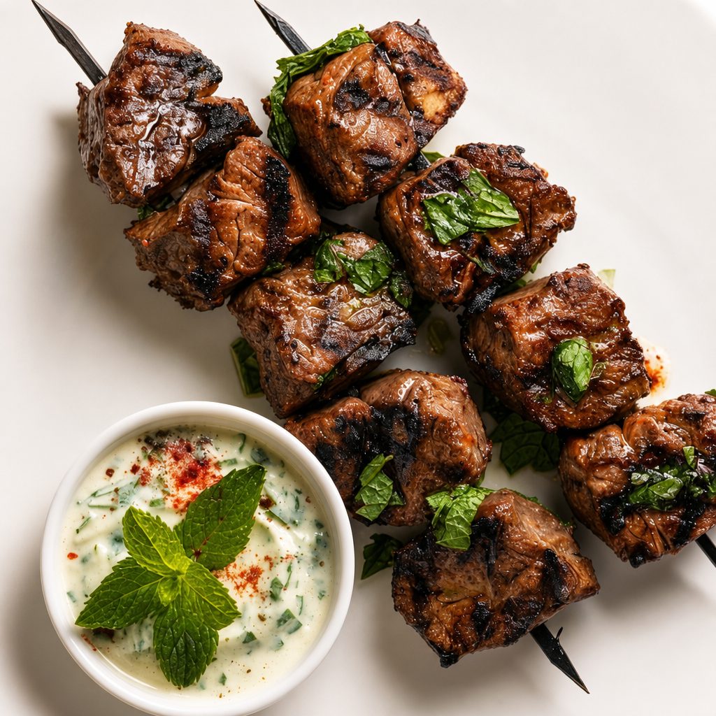 Beef or Chicken Souvlaki (Kebab).